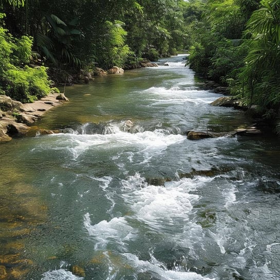 A small flowing river full of streaming dato