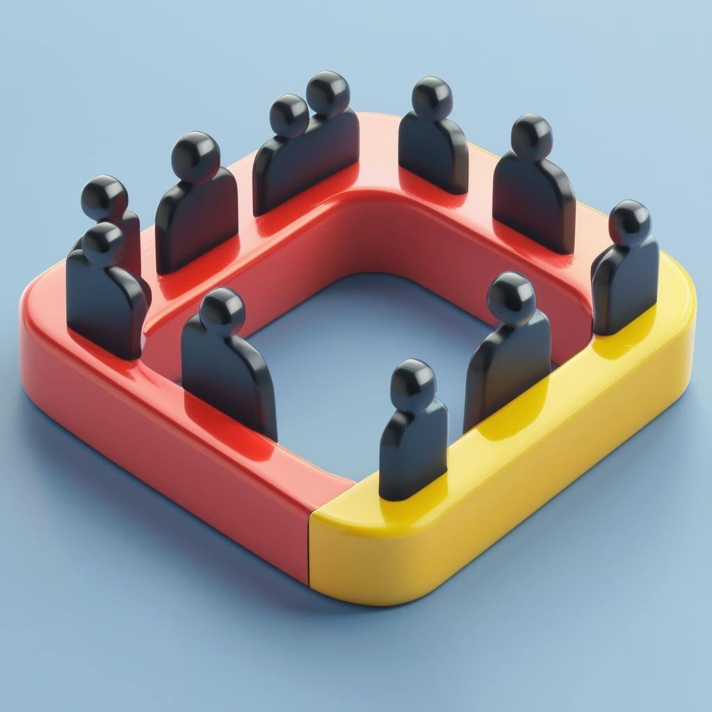 A ushaped magnet that atrackts people from a square