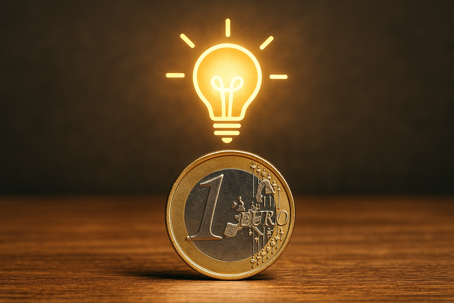 een euromunt met een lampje dat een oplossing suggereert-1